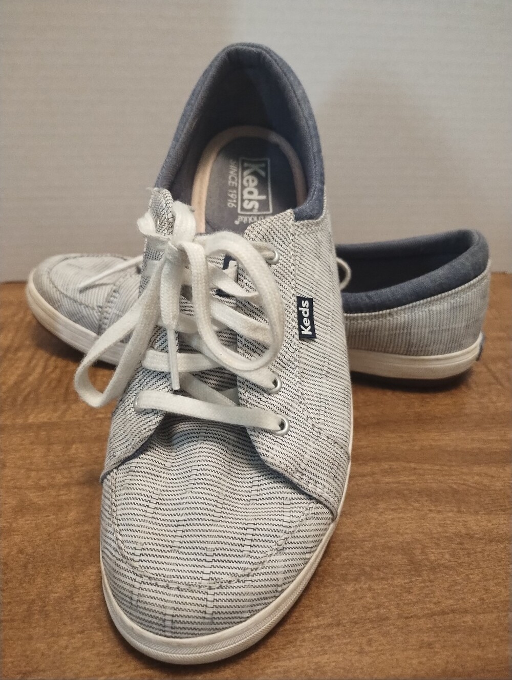 Keds Grey Stripe Canvas Sneakers